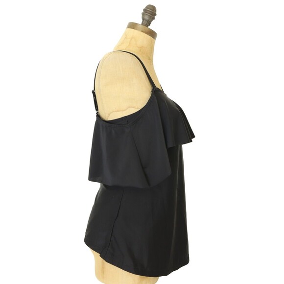 Mermaid Maternity Ruffle Bandeau Tankini Swim Top Size S Black NWD B59 - Picture 3 of 6